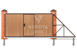 Откатные деревянные ворота 2200×3000 ЗМК-7688