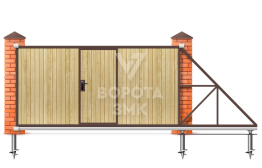 Деревянные раздвижные ворота 2500×3500 ЗМК-7686